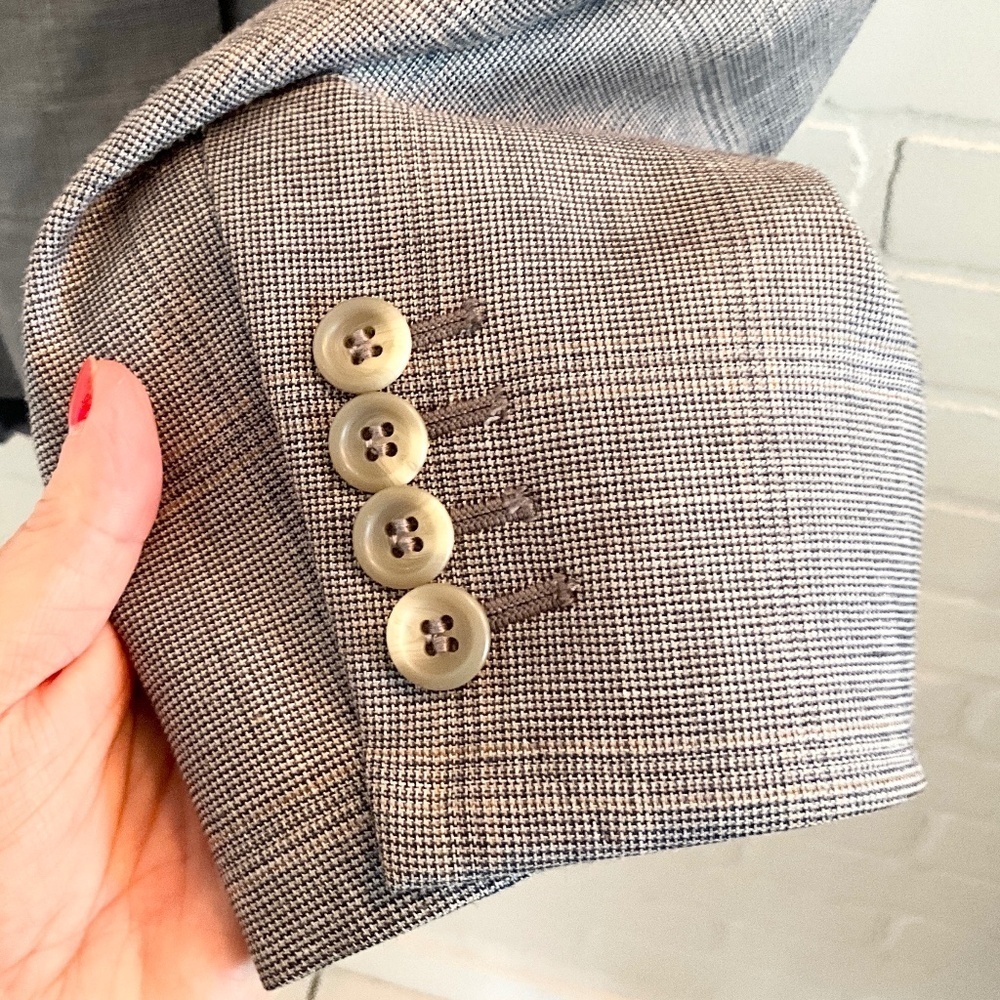 Ermenegildo Zegna Tailored Wool Blazer Micro Plaid Quiet Luxury Sz 50L - Picture 8 of 15